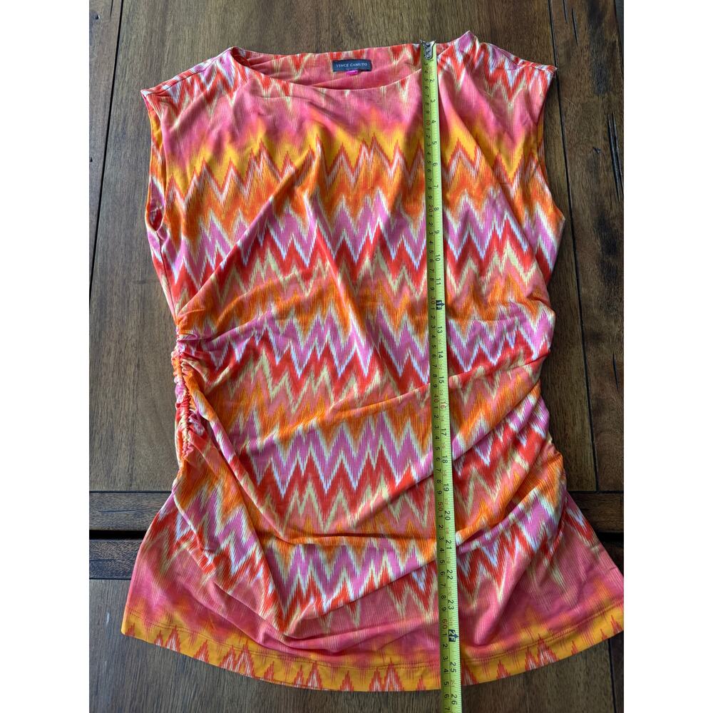 Vince Camuto Women’s L Orange Pink Zigzag Print Sleeveless Top - Picture 7 of 8